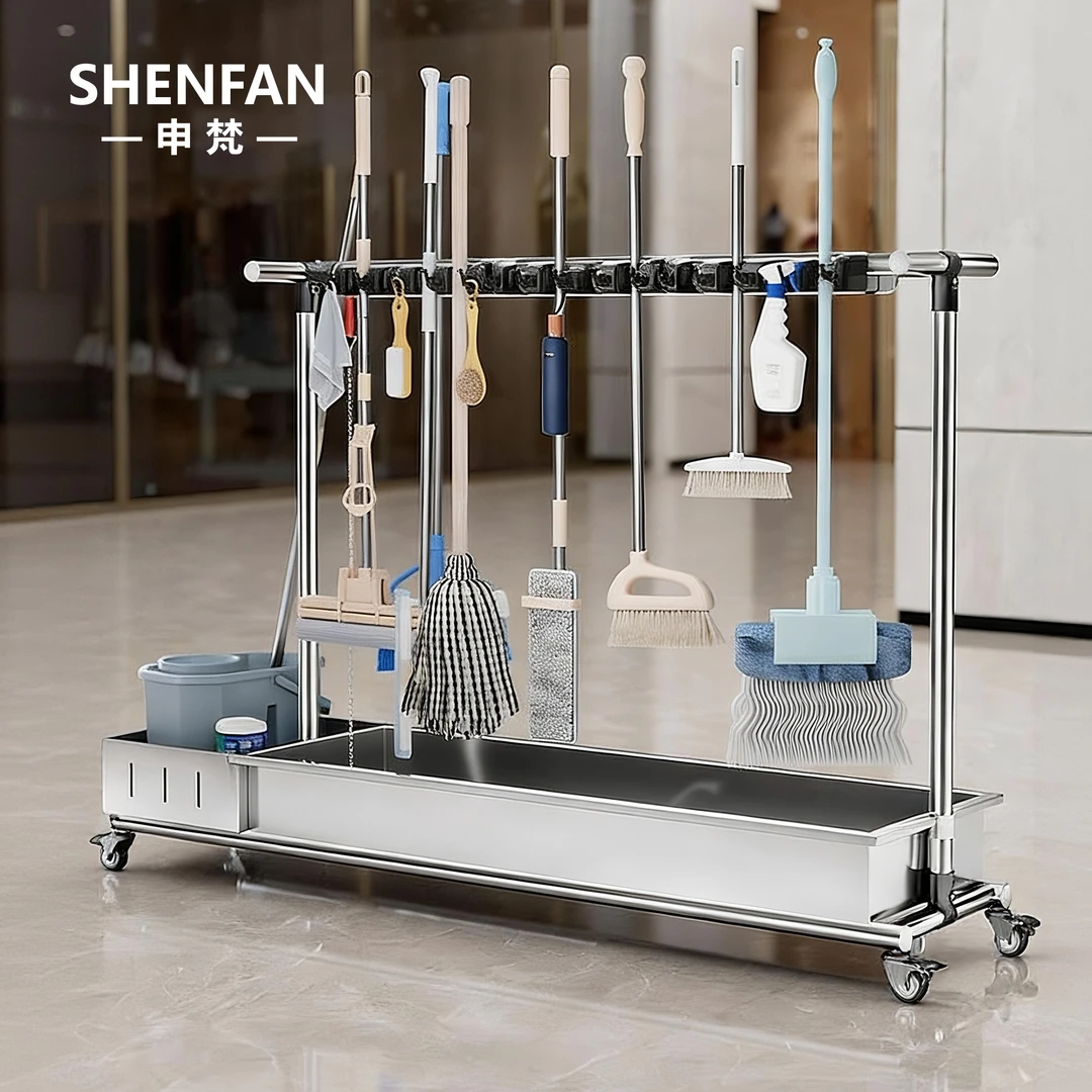 不锈钢移动拖把池带拖把架可置物商用单位清洁收纳拖把盆置物水池