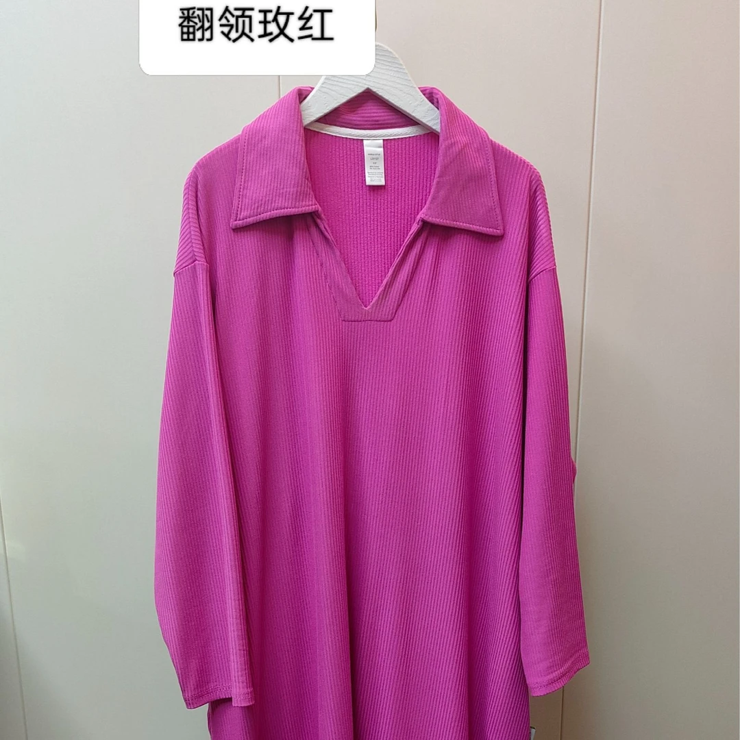 【翻领裙】大码家居有袋百搭显瘦裙宽松棉长裙