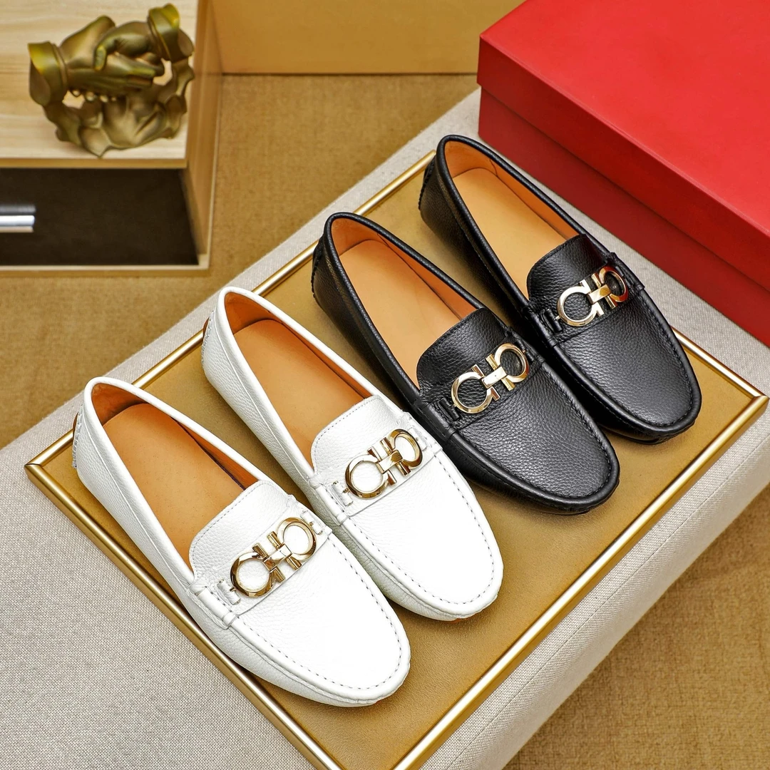 AMI DRAJK2025欧洲站豆豆鞋男潮流8字扣男士真皮一脚蹬软底软皮休