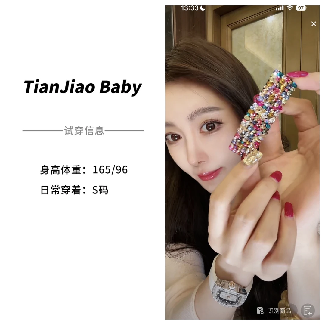 田娇baby  闪钻长方不规则钻发夹发  彩色重工轻奢气质时尚满钻