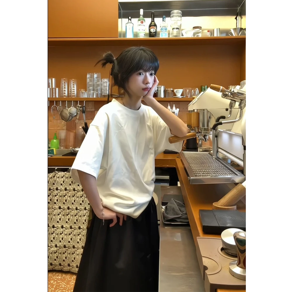 LIGGICC 24SS 320G纯棉美式重磅莫代尔空气层基础打底圆领短袖T恤