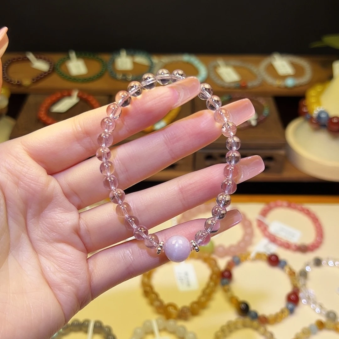 银S925镀金镶嵌手串水晶紫2118