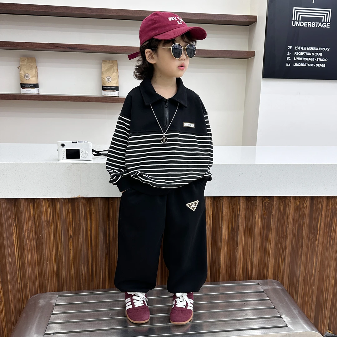 男童春秋装套装2025新款儿童韩版宽松痞帅时髦洋气男孩休闲两件套