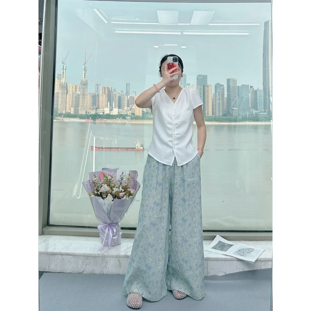 两件套！短袖气质时尚夏季复古宽松设计师提花1008#