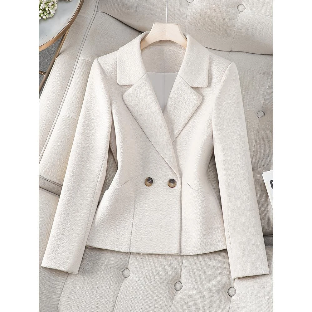 西服女洋气新款秋外套小个子白色短款女神范巨显瘦秋冬时尚短上衣