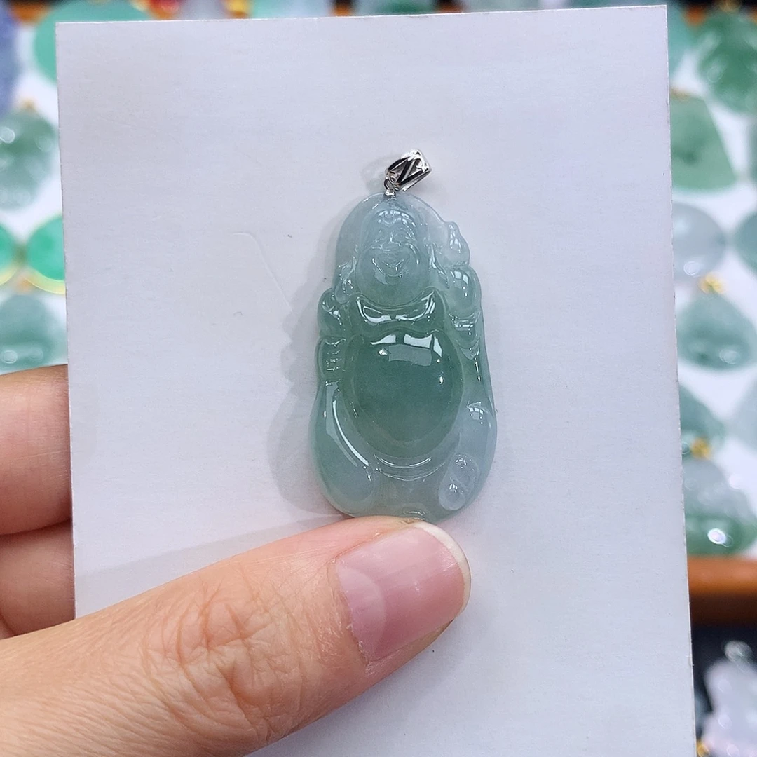 翡翠18K金镶嵌颈饰翡翠吊坠