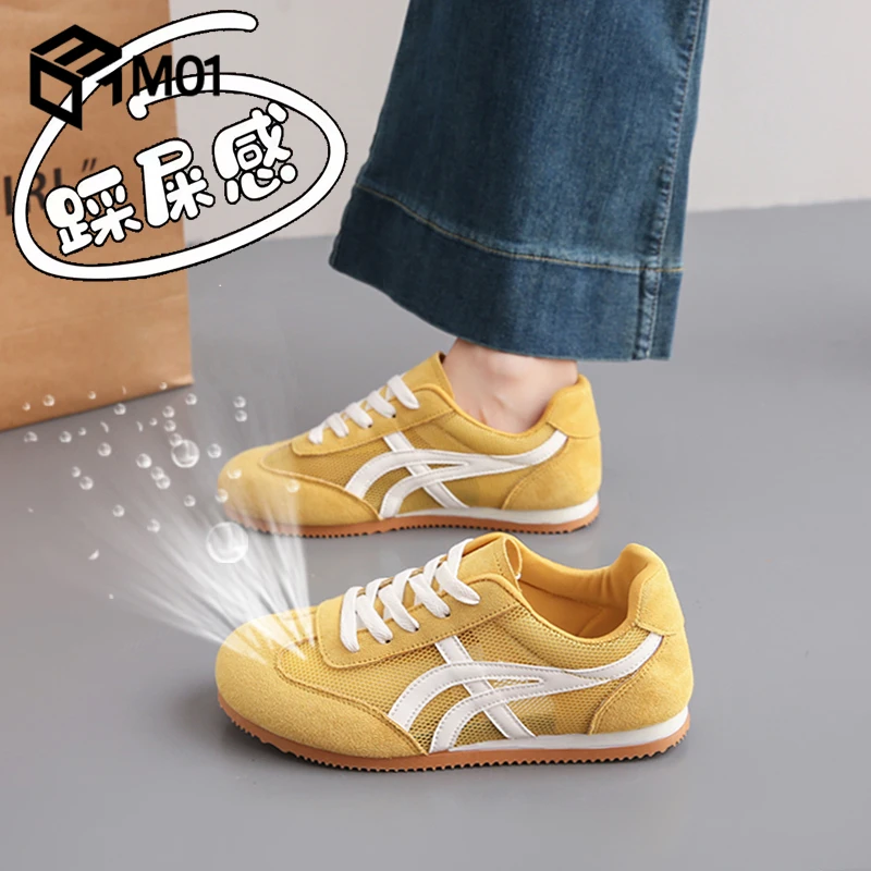 M01莆田网面透气德训鞋女2025夏季超轻便百搭薄款镂空阿甘运动鞋