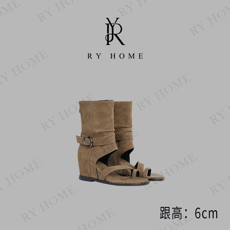 【容雨RYHOME】夹趾镂空短靴罗马凉鞋252X1328