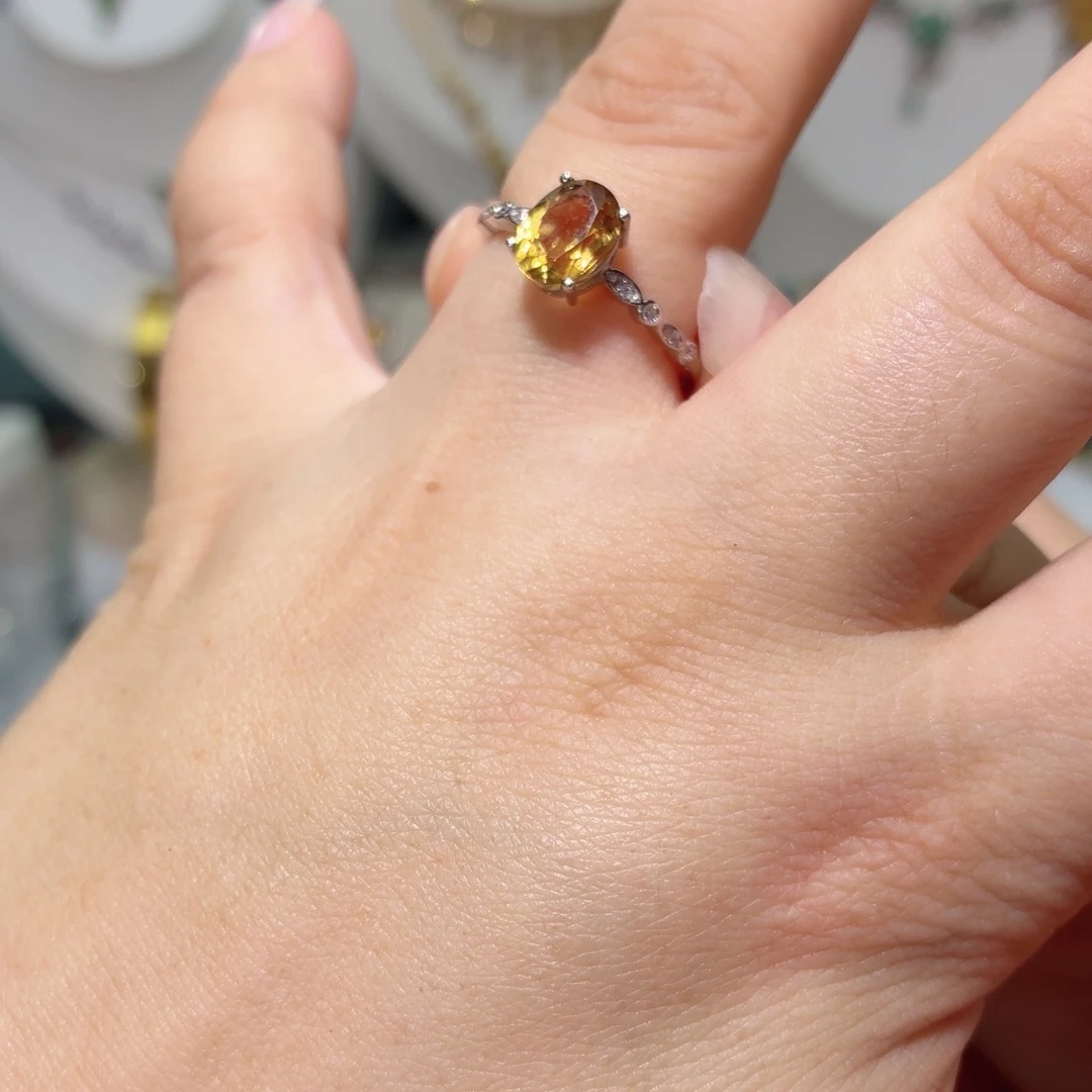 银S925镶嵌戒指黄晶