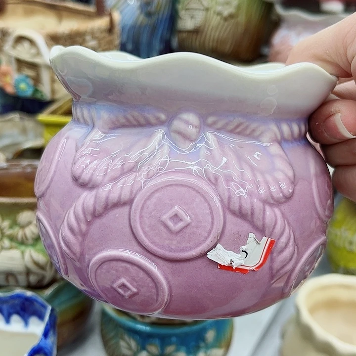 多肉绿植陶瓷花盆9.9包邮，有孔