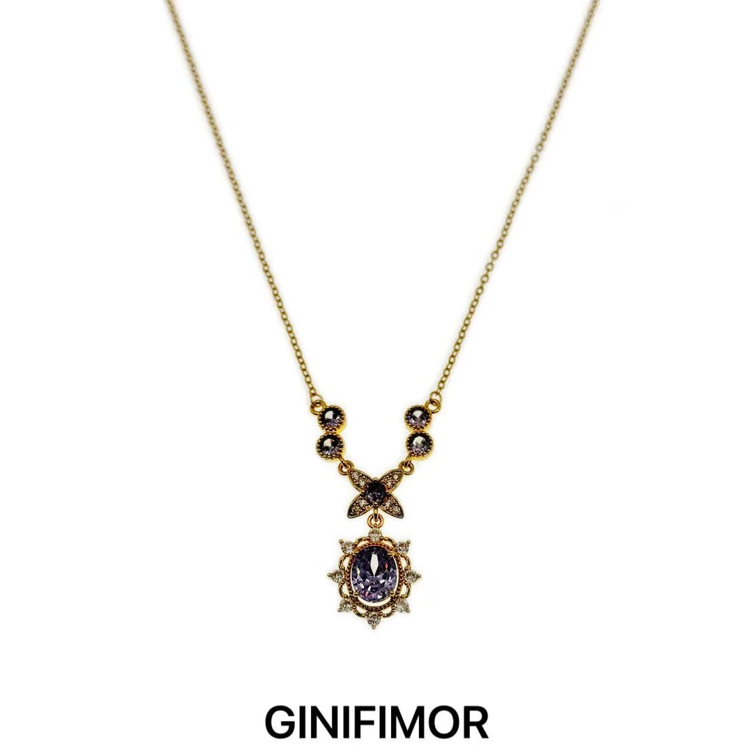 GINIFIMOR 铜合金项链 a793 紫罗兰森系超闪项链百搭气质锁骨链