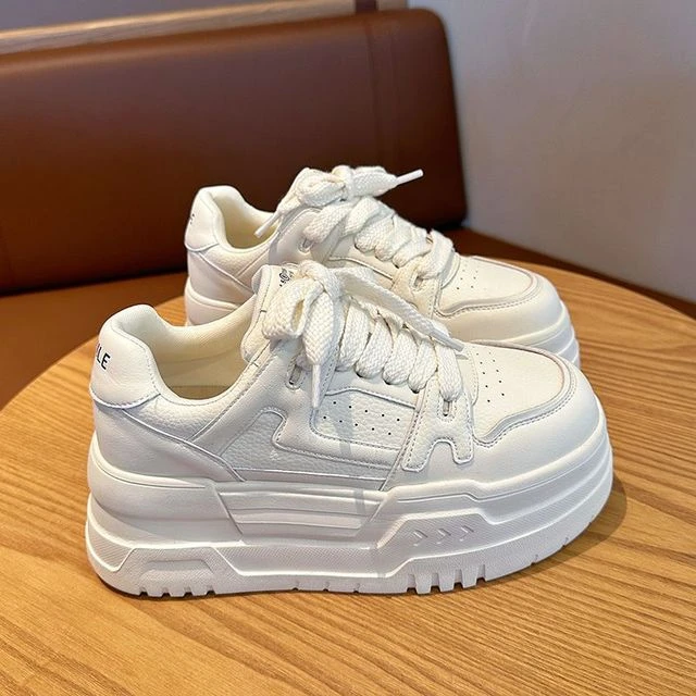 软皮厚底小白鞋子女2025春夏季新款高颜值百搭增高板鞋休闲运动鞋