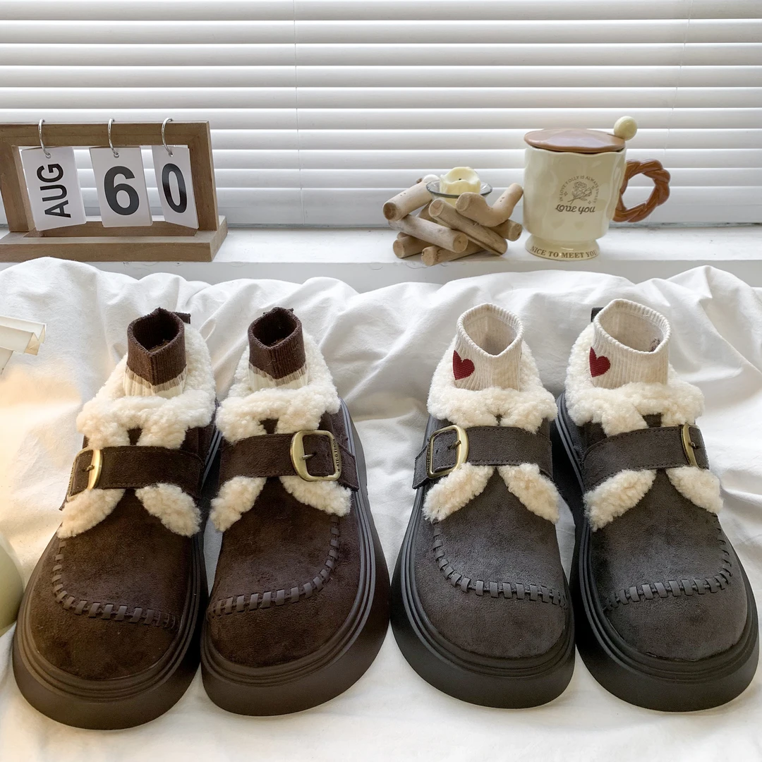 毛毛勃肯鞋女款2025新款爆款秋冬季棉鞋加绒加厚时尚雪地靴保暖鞋