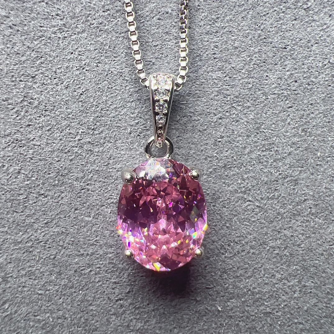 专柜正品 粉色碧玺 8*10 甜美风仙女范轻奢风吊坠S925银镀金081