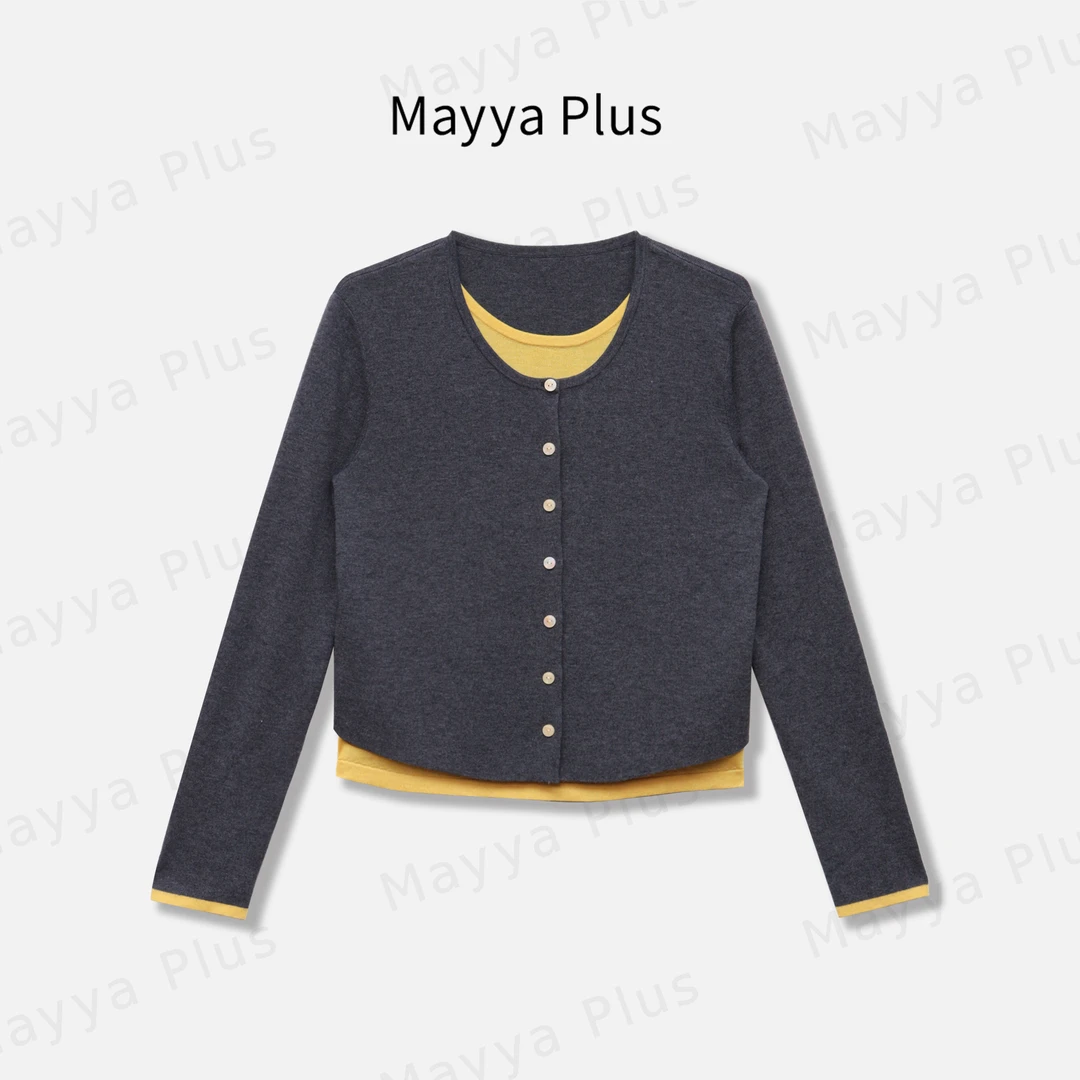 【叠穿灵感】Mayya Plus麦芽定制流光风百搭假两件针织开衫32537232