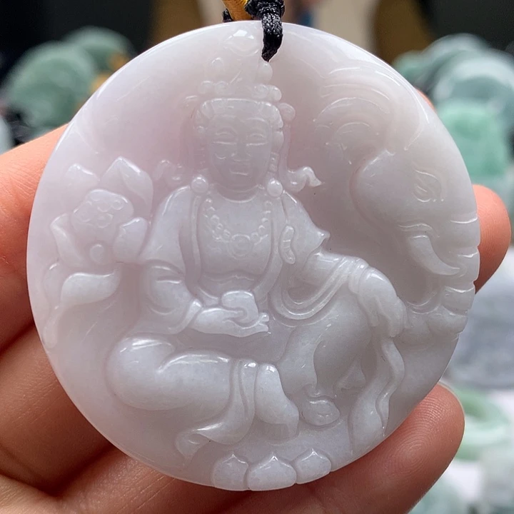 翡翠未镶嵌颈饰普贤菩萨福利卡厚9