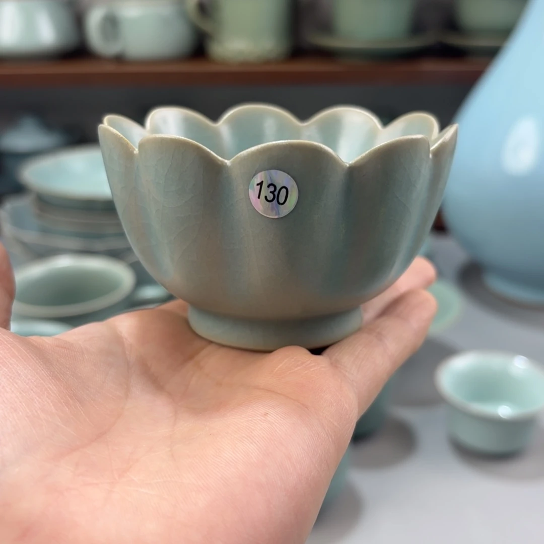 瓷摆件福利汝窑仿古釉莲花杯