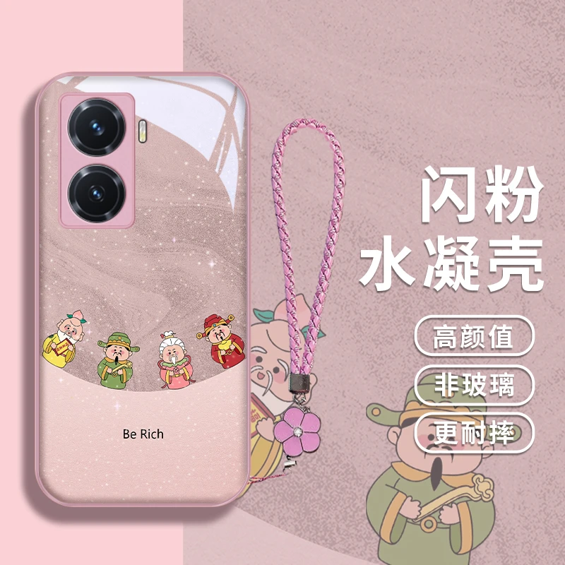 趣味财神适用vivoy77手机壳Y76s水凝壳创意y73s卡通Y70s新款y70t