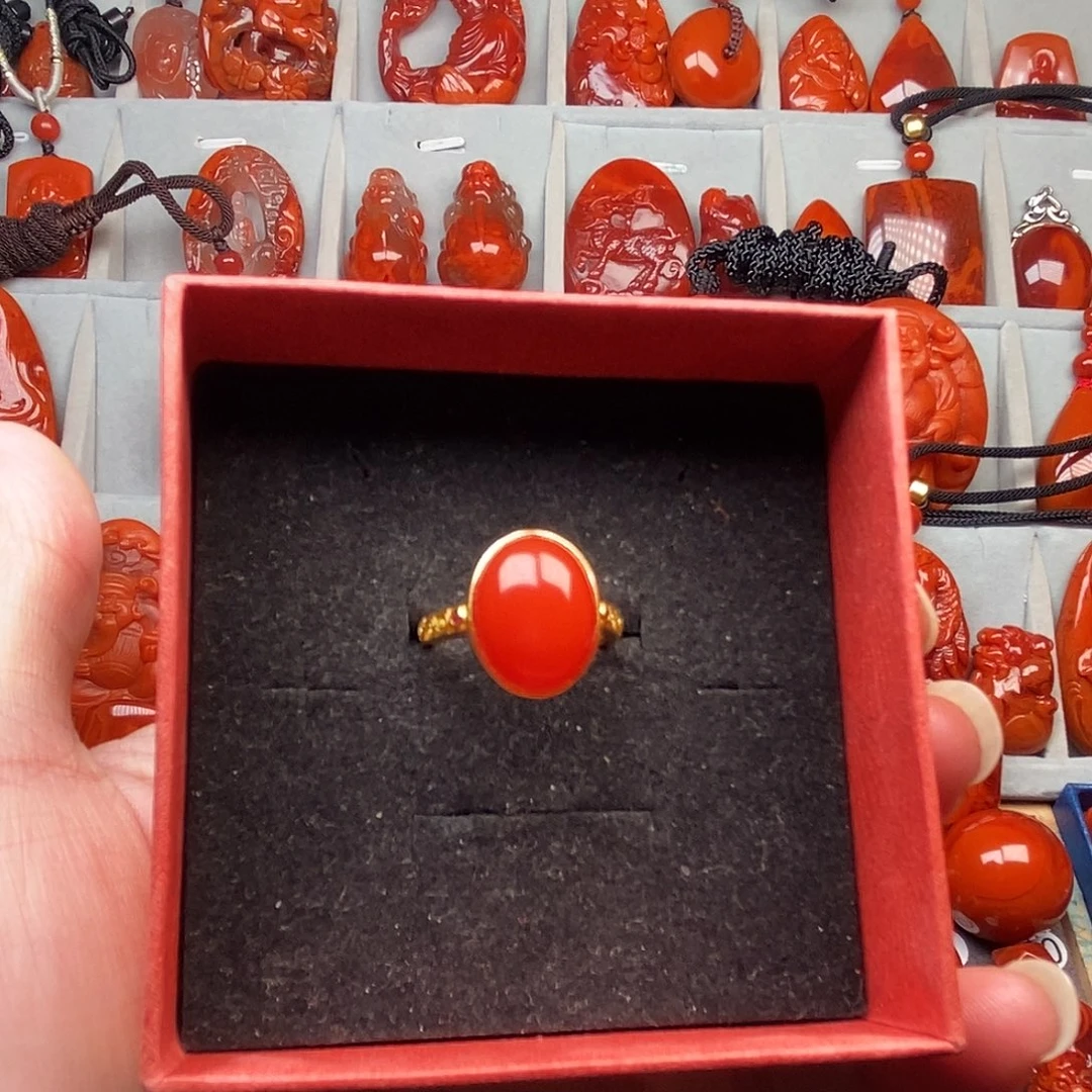 南红玛瑙合金戒指