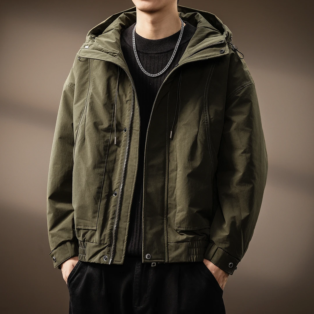 皮尔卡丹高端美式通勤连帽棉服外套男士秋冬新款加厚保暖休闲上衣