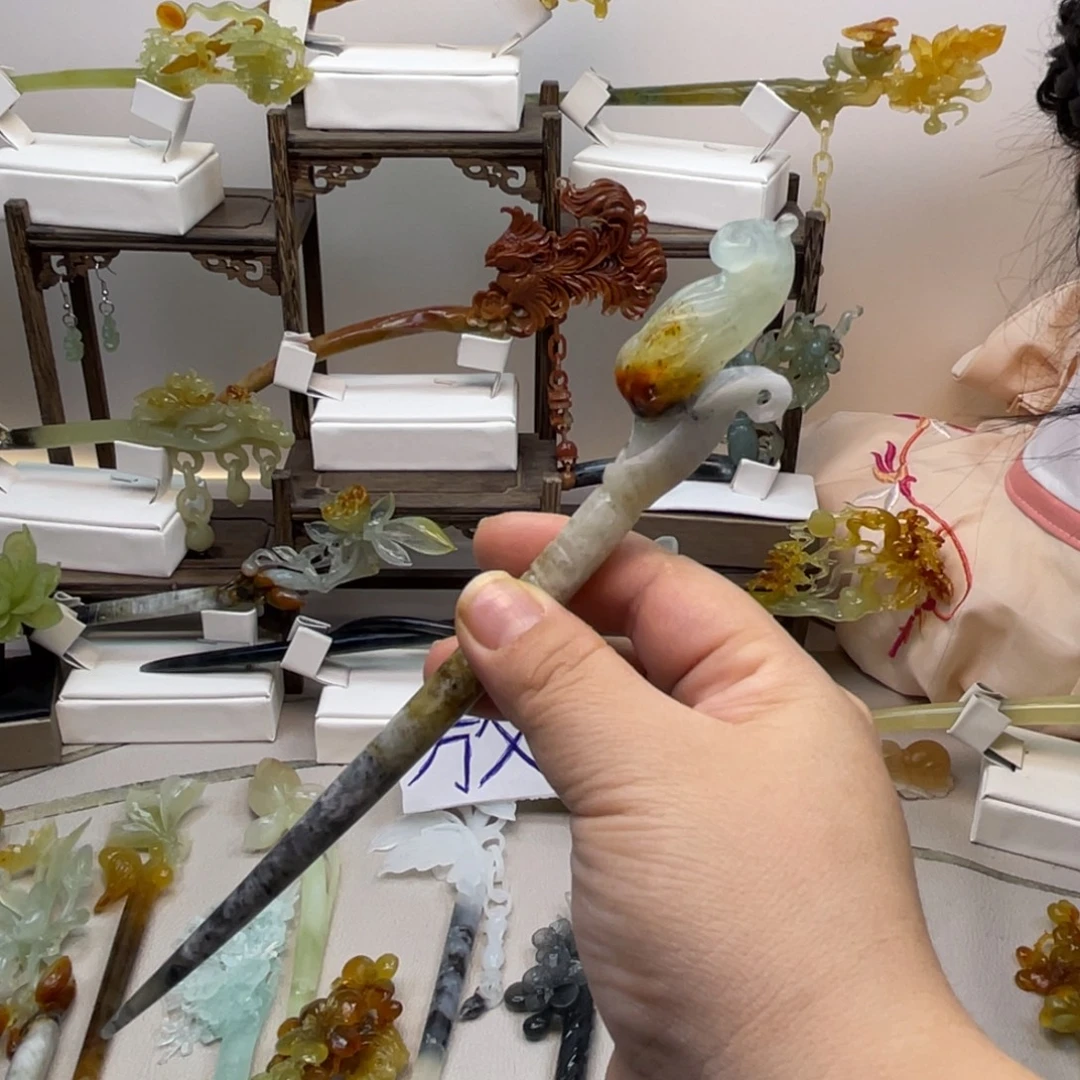 蛇纹石玉合金发饰