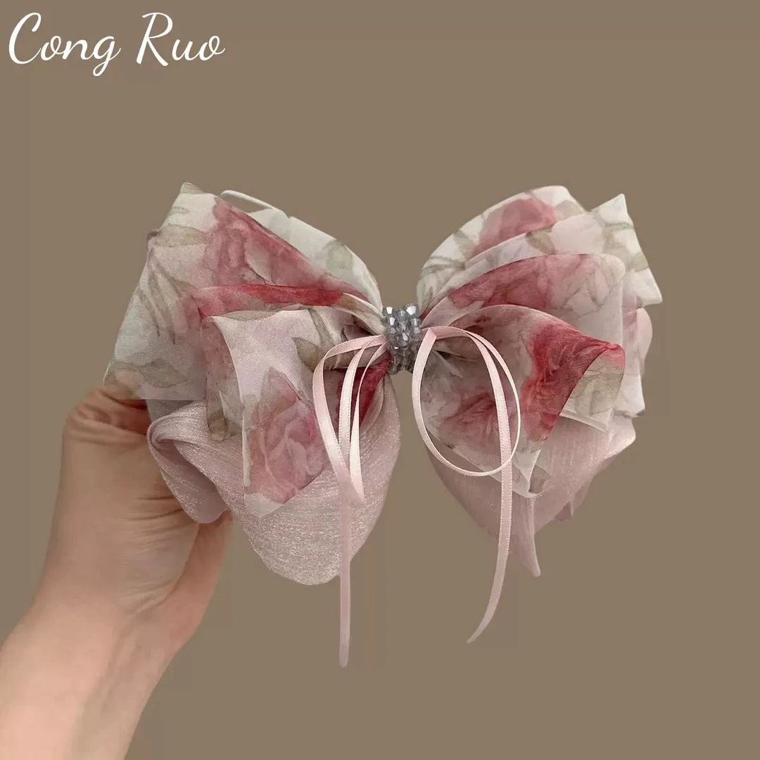 粉碎花日韩抓夹瑞丽风原宿风女发夹甜美弹夹