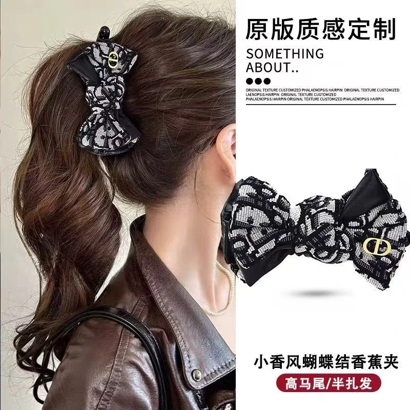 小香风香蕉夹发夹豹纹蝴蝶结发饰轻奢百搭发卡头饰气质网红