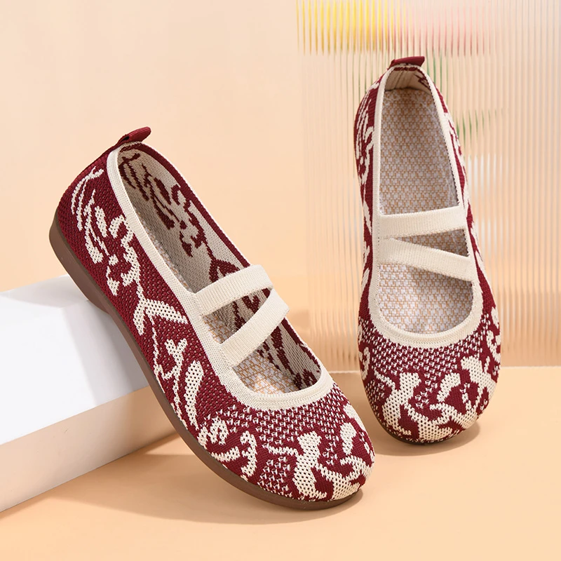 夏季浅口透气镂空网面老北京布鞋一脚蹬轻便软底防滑透气妈妈鞋