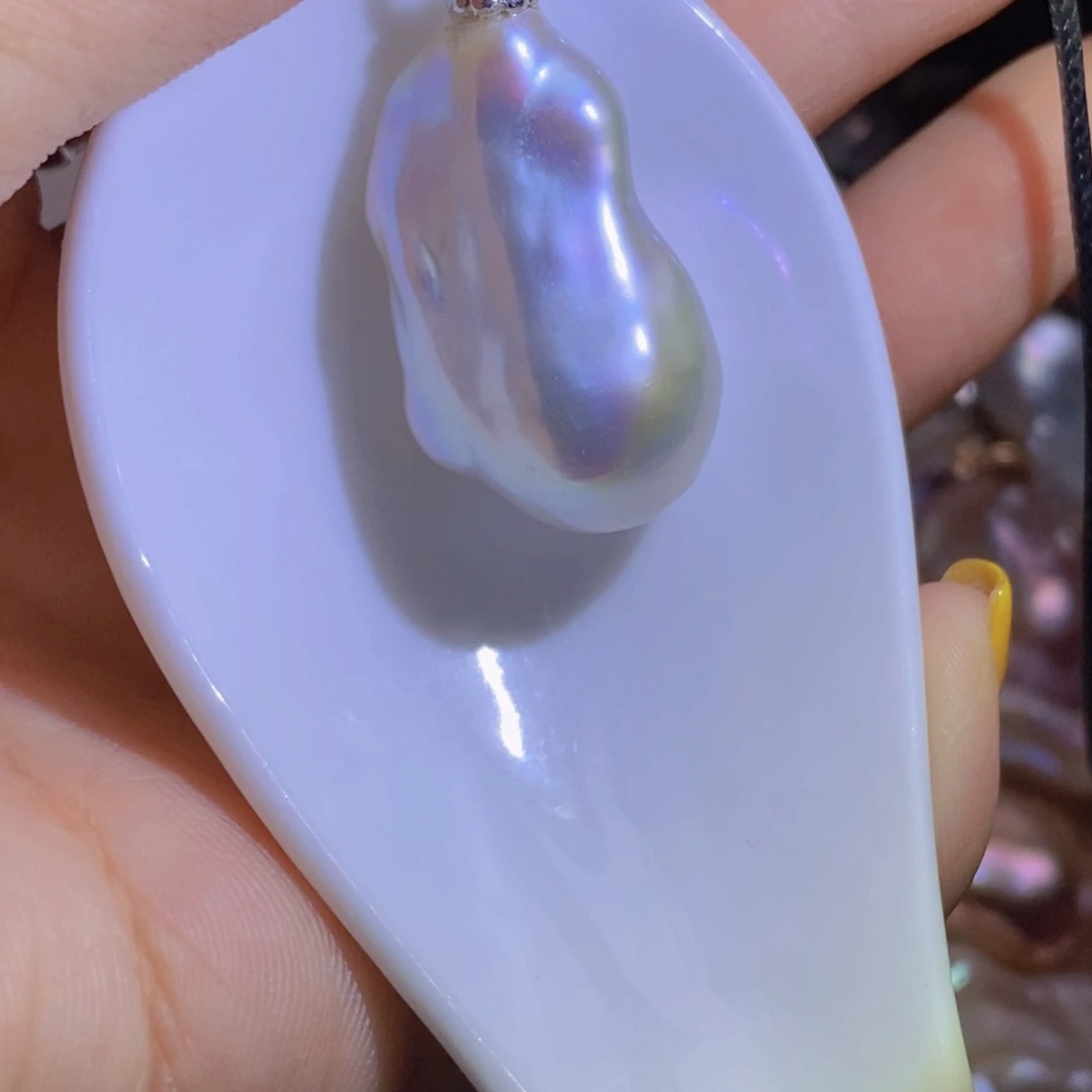 银S925镶嵌淡水珍珠天然淡水珍珠无染色无优化