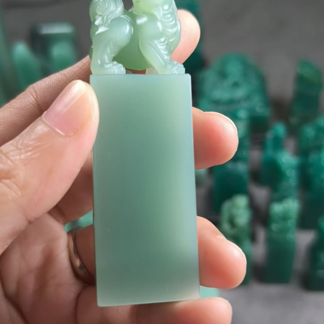 印石昌化石梅子青兽钮1