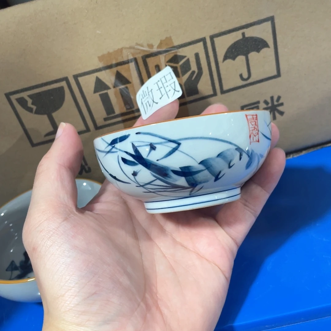 釉下手绘茶具微瑕