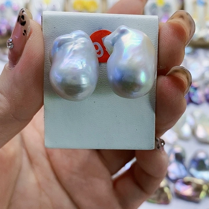 银S925镶嵌耳饰淡水珍珠