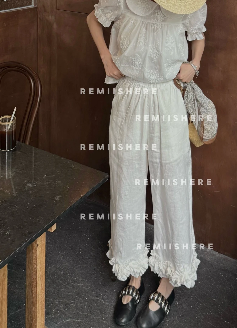 Remiishere.“留白”极简百搭小众设计感九分长裤RH303