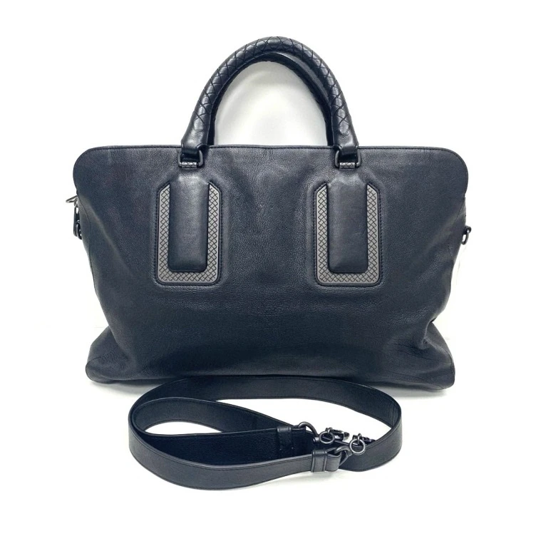 95新 BOTTEGA VENETA/葆蝶家 黑色全皮公文包 尺寸40/28