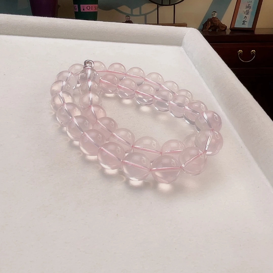 银S925镶嵌颈饰水晶粉水晶项链