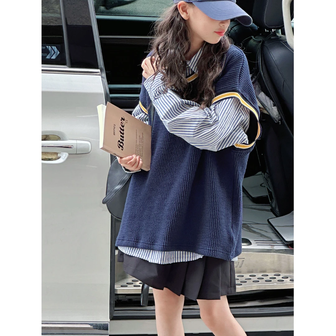 K29333孙小美学院风女童毛衣背心秋装新款儿童无袖上衣春秋