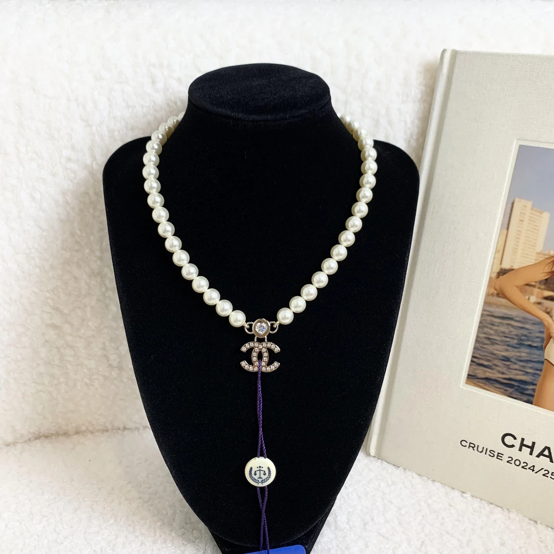 99新 Chanel/香奈儿 壹臻/24B水钻双C爱心珍珠项链93994486