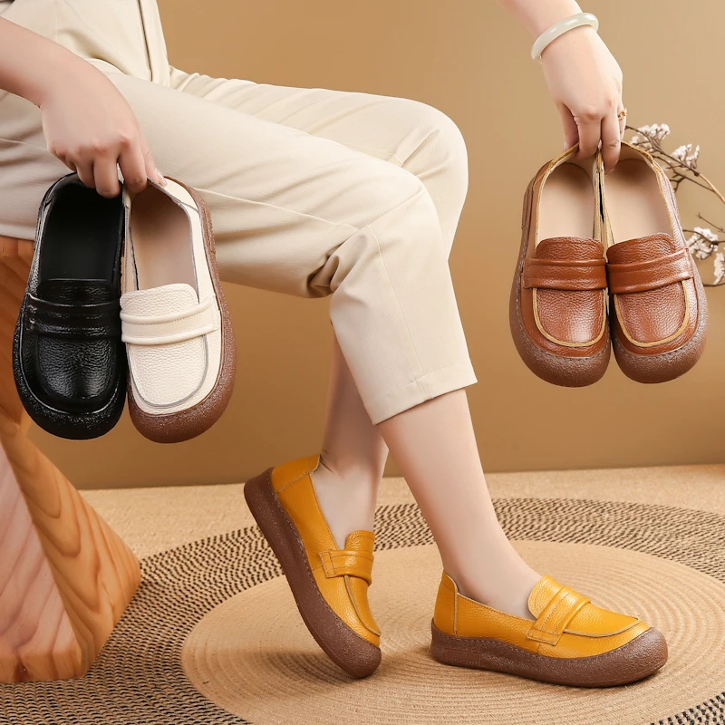 头层牛皮秋款浅口休闲单鞋