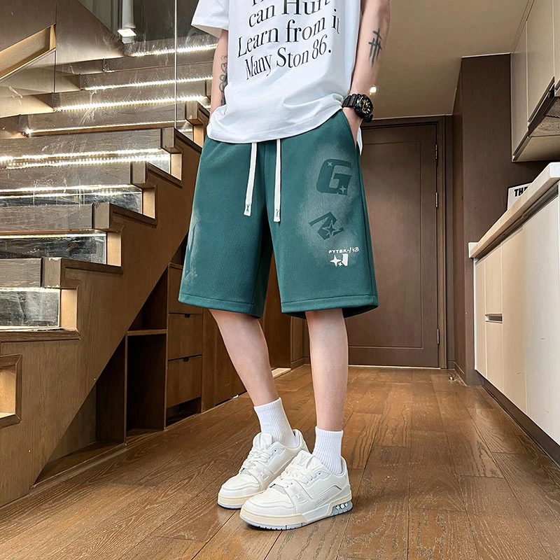 男士短裤夏季新款宽松直筒百搭男式中裤休闲运动裤子青年五分裤衩