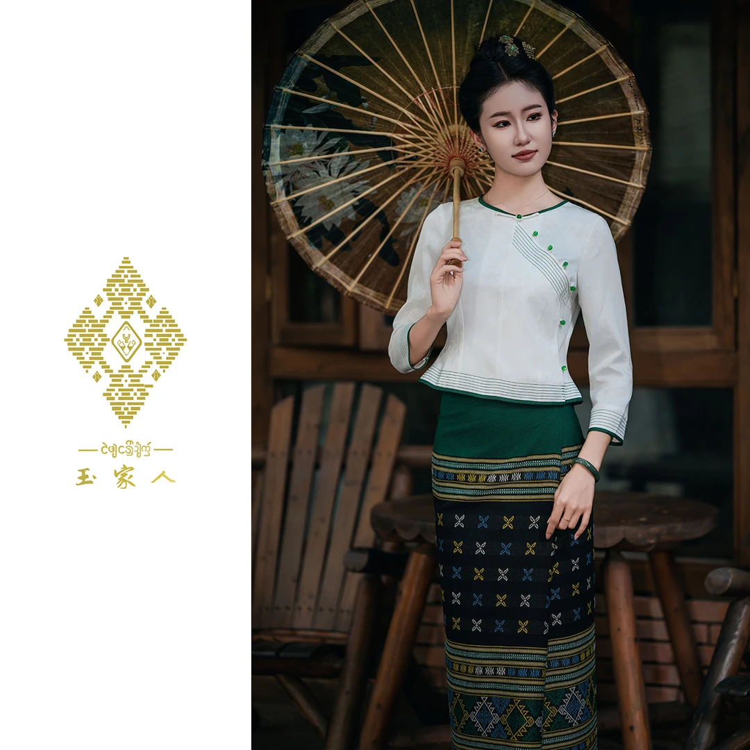 玉家人【曼燕】西双版纳傣族服装女泼水节衣服茶服工作服定制