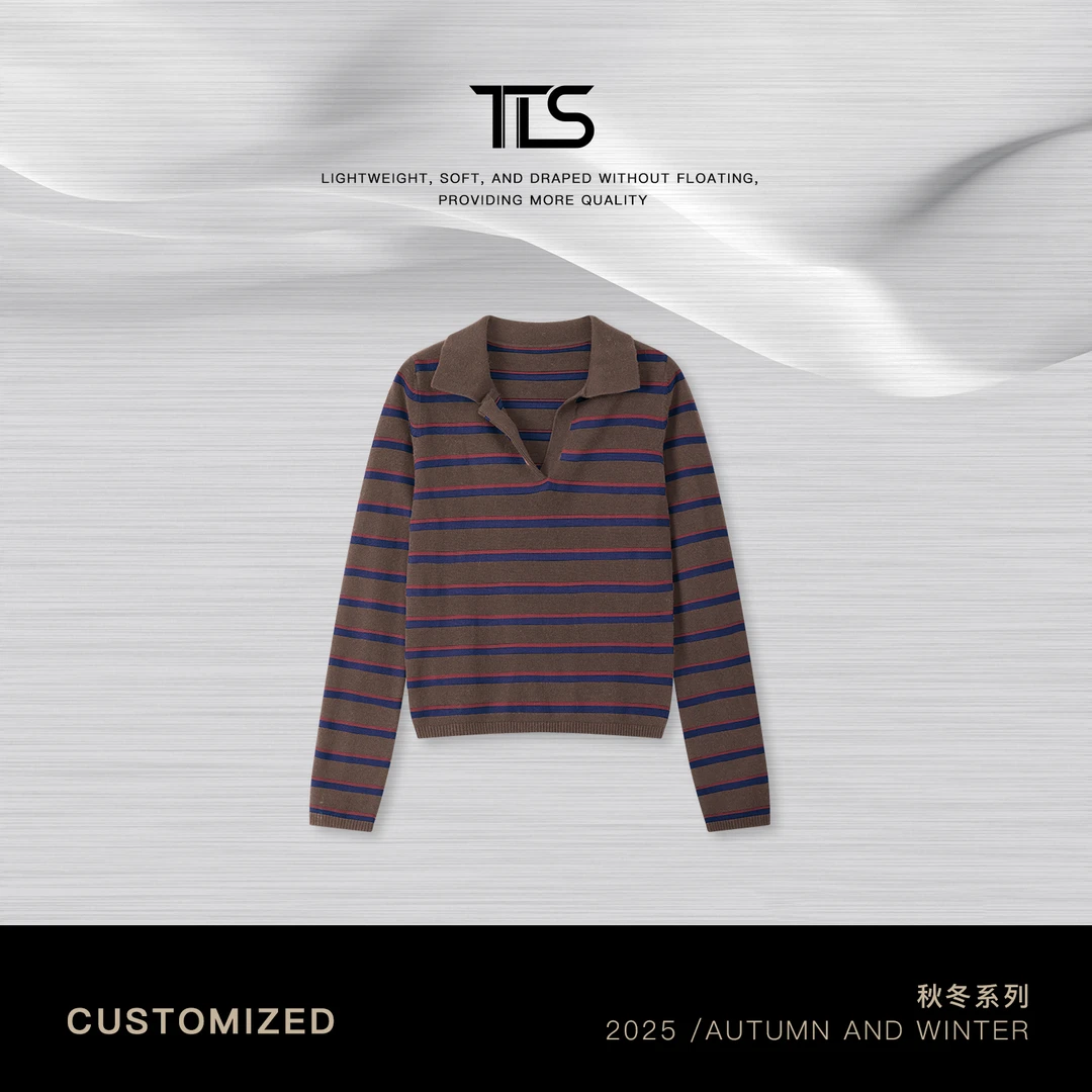 TT【条纹polo】澳洲美丽诺90支超细100羊毛经典条纹针织上衣MY5206