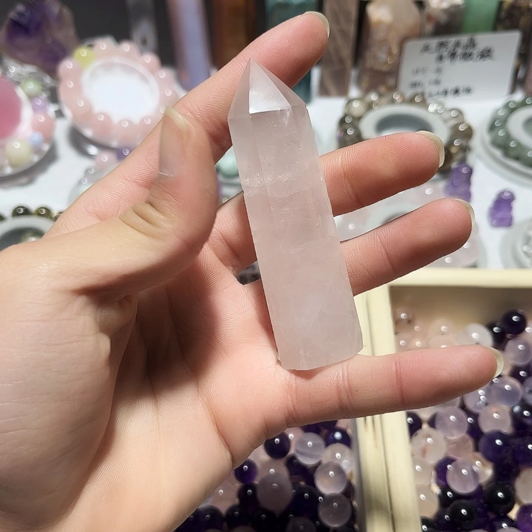 珠宝半成品未镶嵌水晶粉水晶柱子