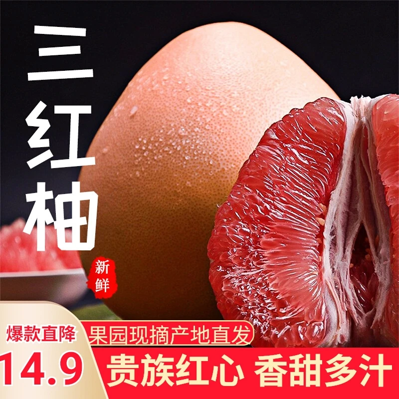福建平和红心蜜柚当季新鲜水果清甜多汁老树红肉柚子