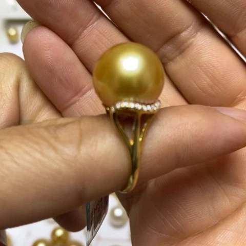 戒指海水珍珠18K金镶嵌