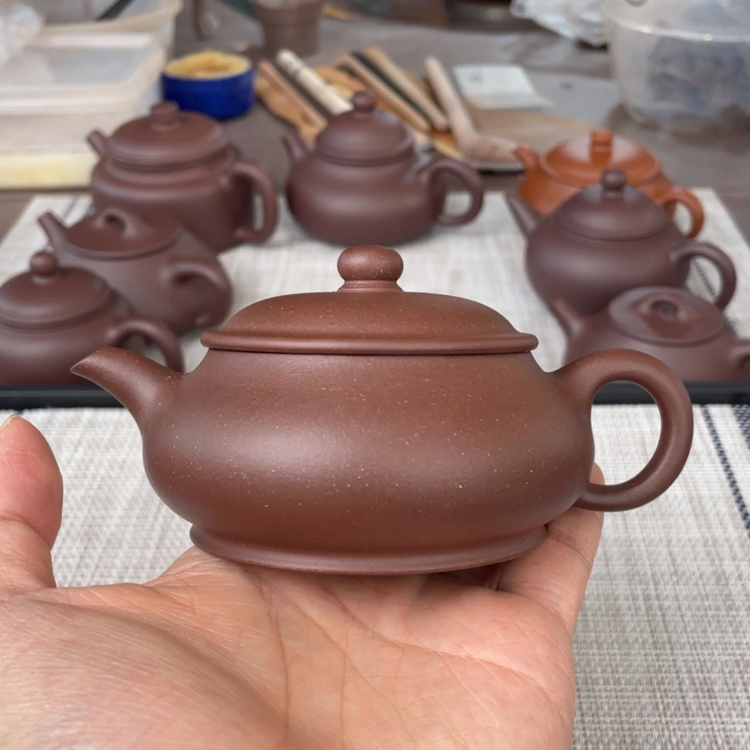 紫砂茶壶半手工台西紫泥明炉壶160cc