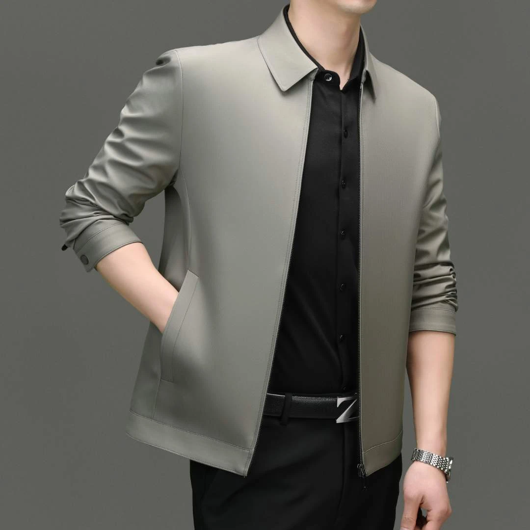 2025新款休闲翻领高档薄款男士外套时尚百搭春秋爆款夹克上衣春季