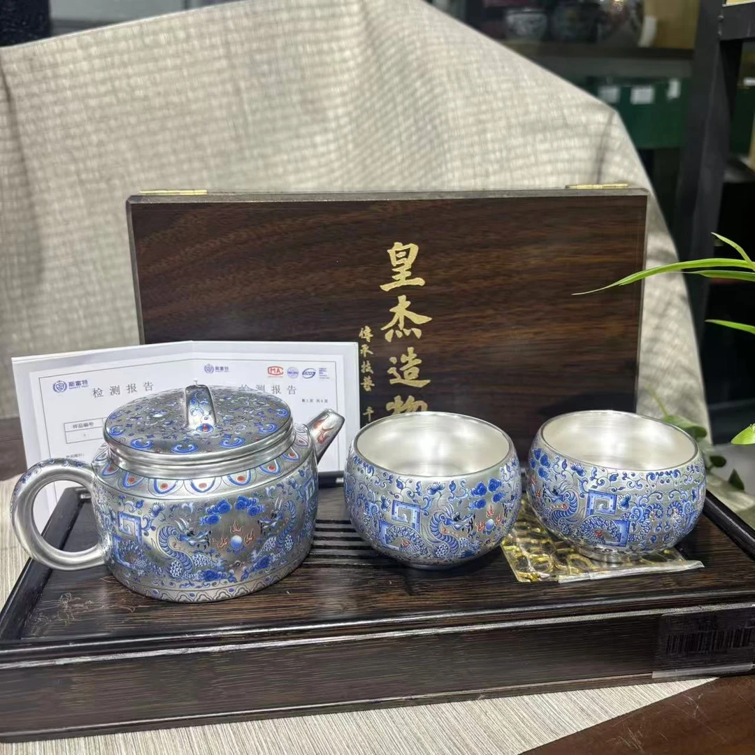 【中国邮政专属链接】鎏银双龙戏珠茶具套组1888+jz120
