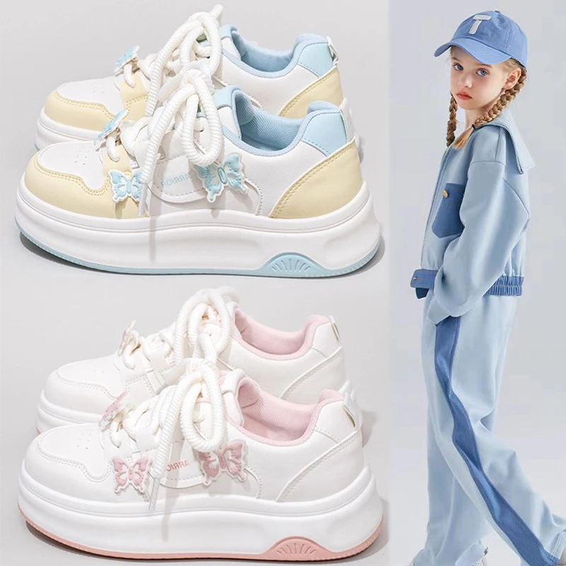 女童鞋子春秋秋季新款轻便防滑运动女孩板鞋时尚学生女童小白鞋