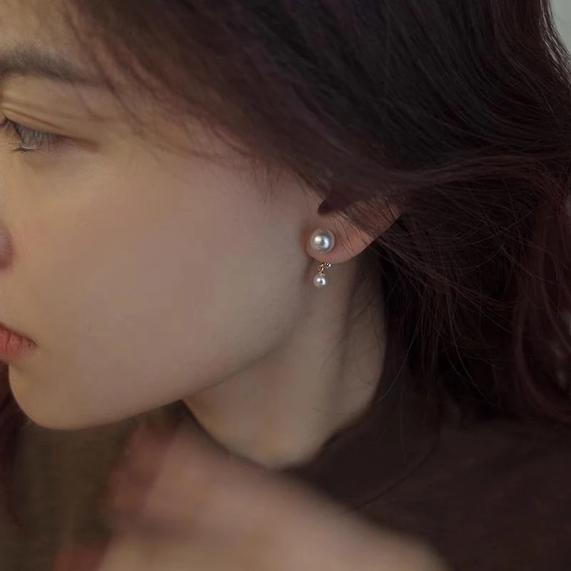 OLOIU 925银仿珍珠耳饰 一款两戴简约珍珠耳钉女耳夹高级感耳环