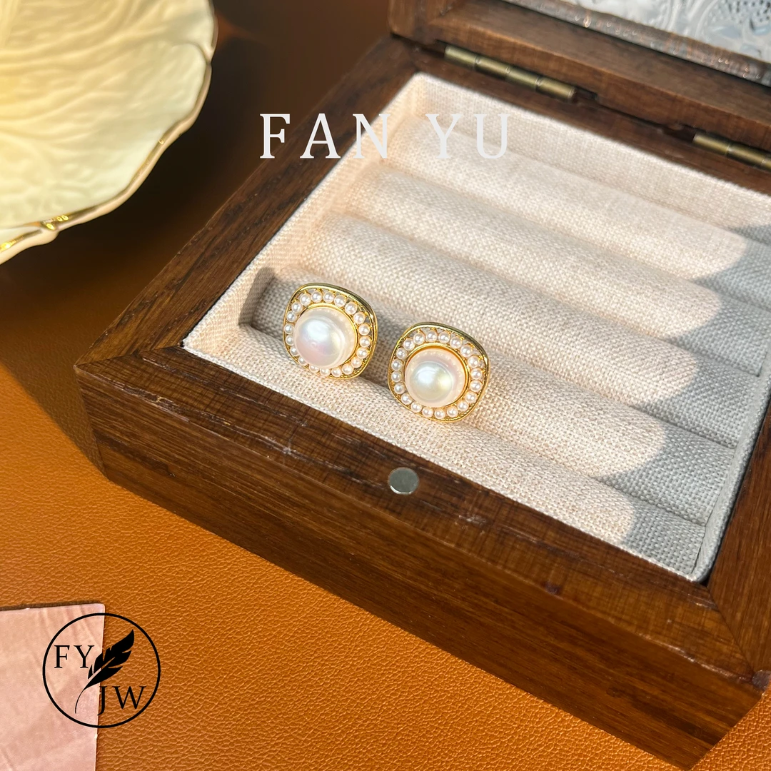 铜合金仿珍珠耳饰 F0765 小香风繁星气泡珠珠耳钉